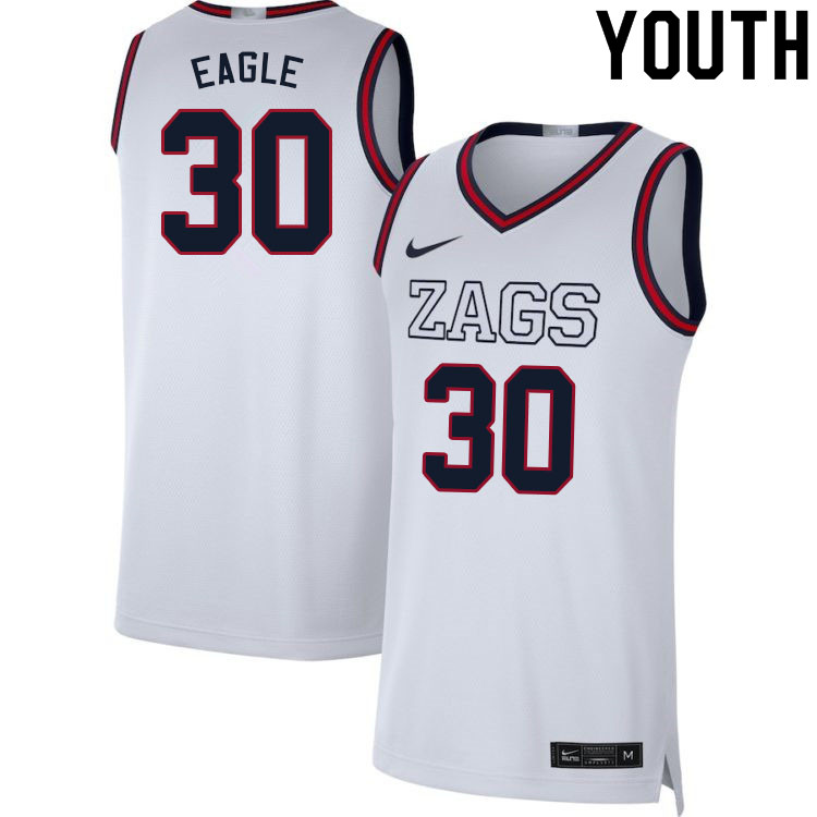 Youth #30 Abe Eagle Gonzaga Bulldogs College Basketball Jerseys Sale-White - Click Image to Close